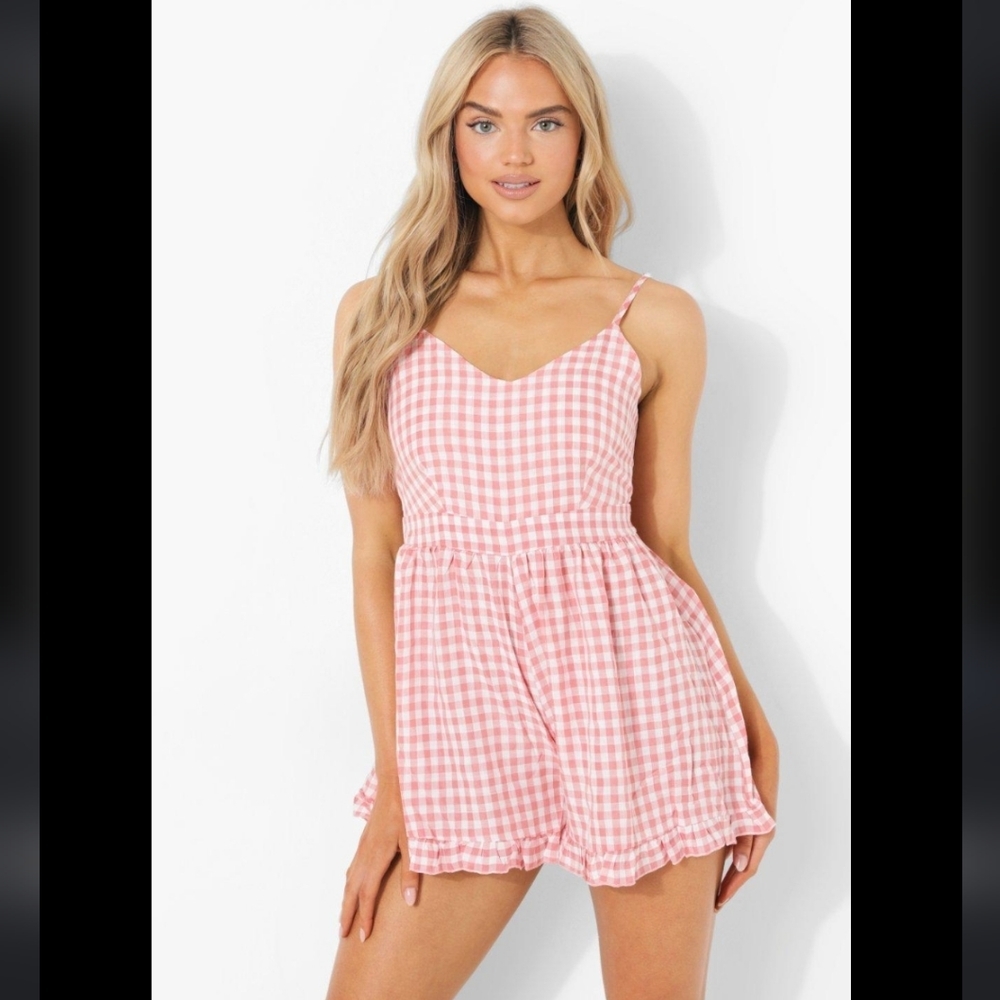 Ivy & Main checkered print romper